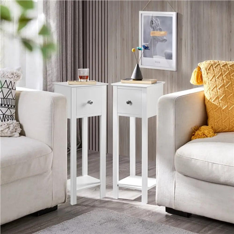 Slim Bedside Tables Nightstand Set of 2 by Yaheetech