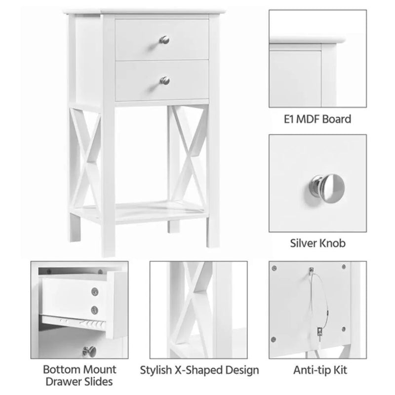 70cm Tall Bedside Table End Table by Yaheetech