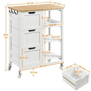 Kitchen Island with Wheels Kitchen Storage Serving Cart by Yaheetech