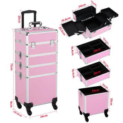 4-In-1 Aluminum Rolling Cosmetic Makeup Train Cases Trolley by Yaheetech