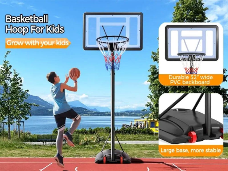 7.2-9.2FT Height-Adjustable Basketball Hoop System by Yaheetech