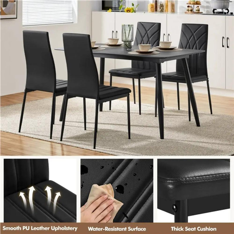 Set of 4 High Back Dining Chairs Upholstered Kitchen Chairs by Yaheetech
