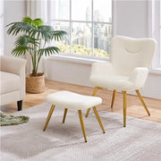Boucle Accent Chair and Ottoman by Yaheetech