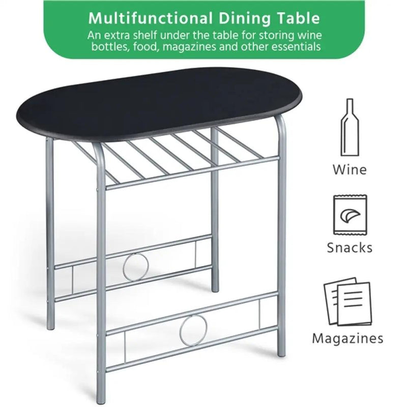 Modern Round Dining Table Set for 2 Chairs + 1 Table by Yaheetech
