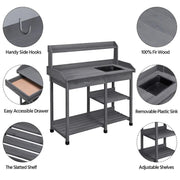 Garden Potting Bench with Basin Garden Work Bench Station by Yaheetech