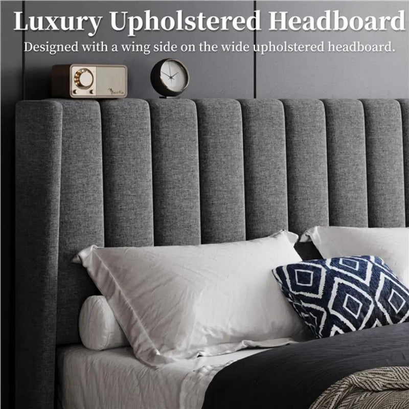 Queen Size Upholstered Bed Frame by Yaheetech