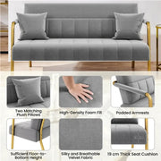 Yaheetech Upholstered Sofa Couch with Gold-tone Metal Arms and Legs Upholstered Sofa Couch with Gold-tone Metal Arms and Legs