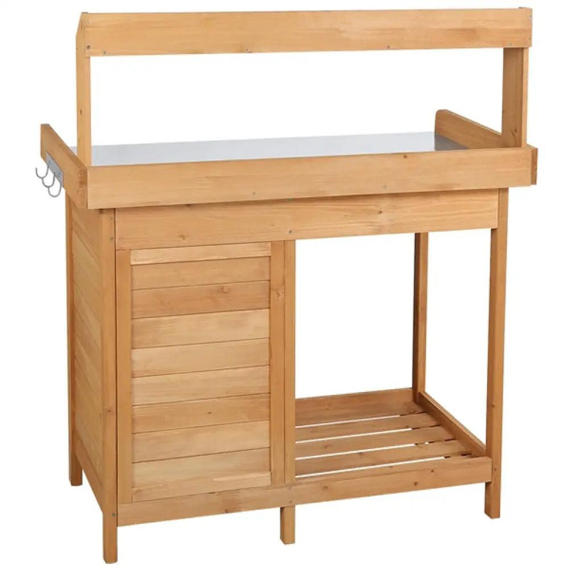 Outdoor Garden Potting Bench Table Work Bench Metal Tabletop by Yaheetech