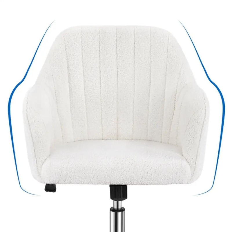 Modern Boucle Desk Chair Computer Chair Computer Chair Ivory by Yaheetech