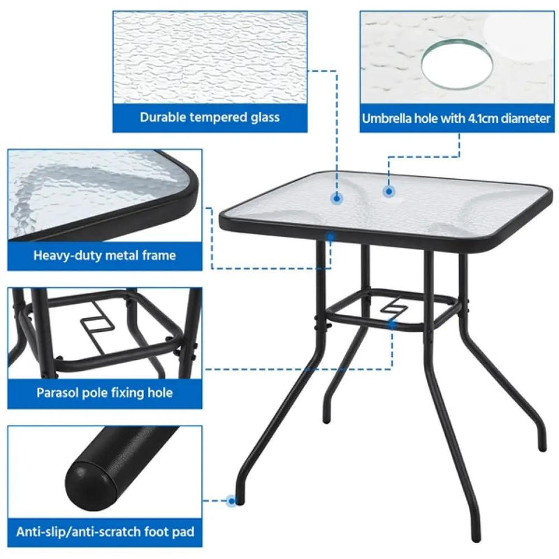 Outdoor Coffee Table Patio Square Bistro Table by Yaheetech