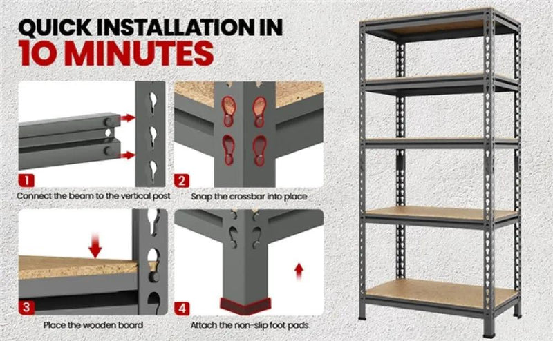 5-Tier Utility Shelves Adjustable Metal Shelving Units by Yaheetech