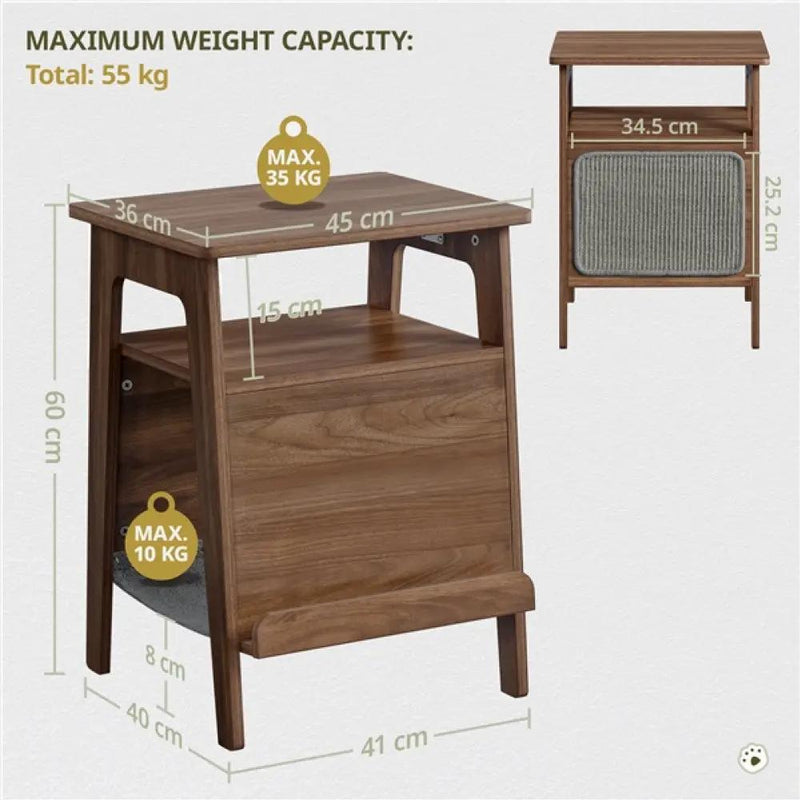 Side Table with Cat House & Scratching Board by Yaheetech
