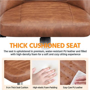 Faux Leather Mid Back Home Office Desk Chair by Yaheetech