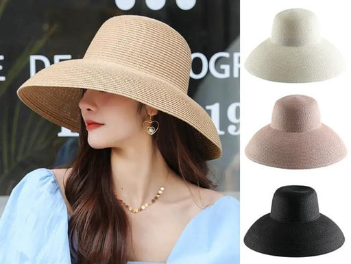 Sun Straw Hat Wide Brim Floppy Derby Summer Beach Cap - BROWN by dealonline.co.nz