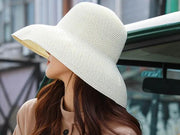 Sun Straw Hat Wide Brim Floppy Derby Summer Beach Cap WHITE by dealonline.co.nz