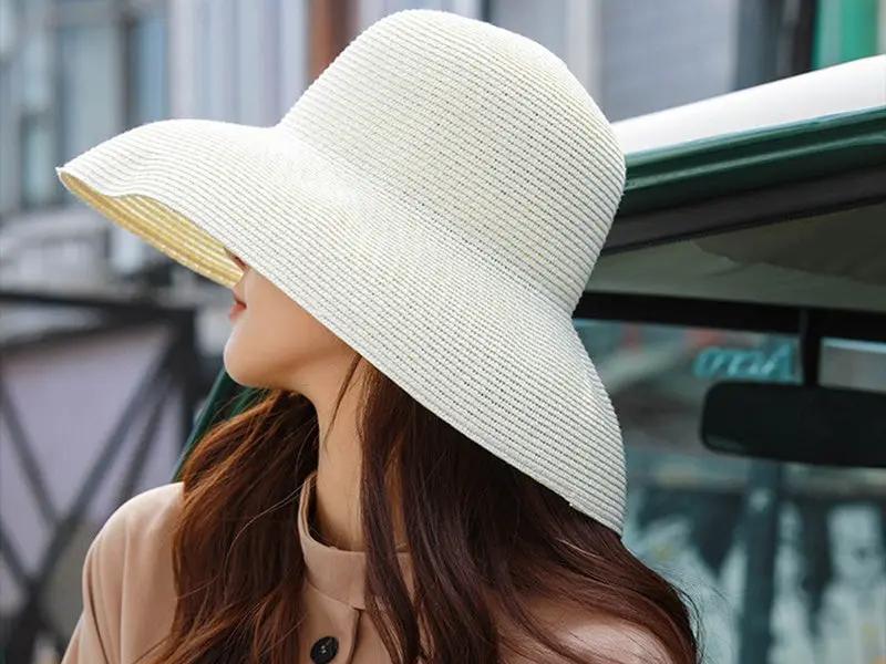 Sun Straw Hat Wide Brim Floppy Derby Summer Beach Cap WHITE by dealonline.co.nz