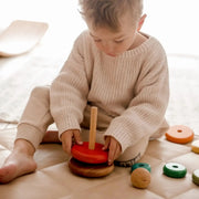 Wooden Bouncing Stacking Rings - QToys | Wooden Toy NZ by Curious Moonbeam