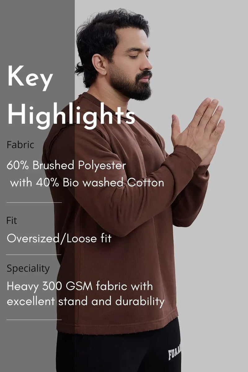 Shell Raw Sweatshirt Brown by Fuaark Nz
