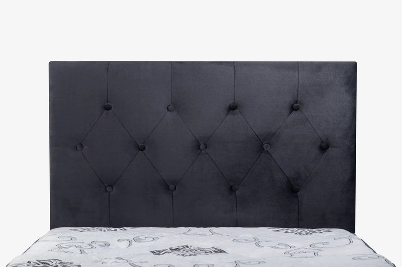 Fenland Headboard Black Velvet King Single Size by sue-e furniture