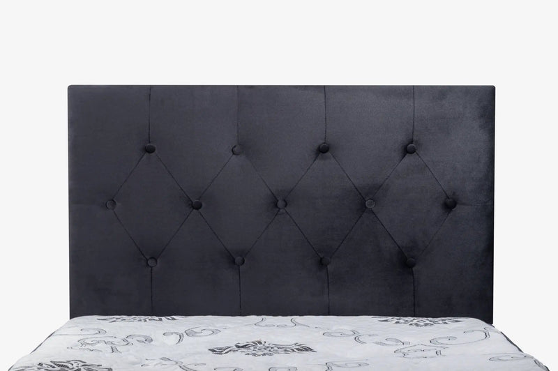 Fenland Headboard Black Velvet Single Size by sue-e furniture