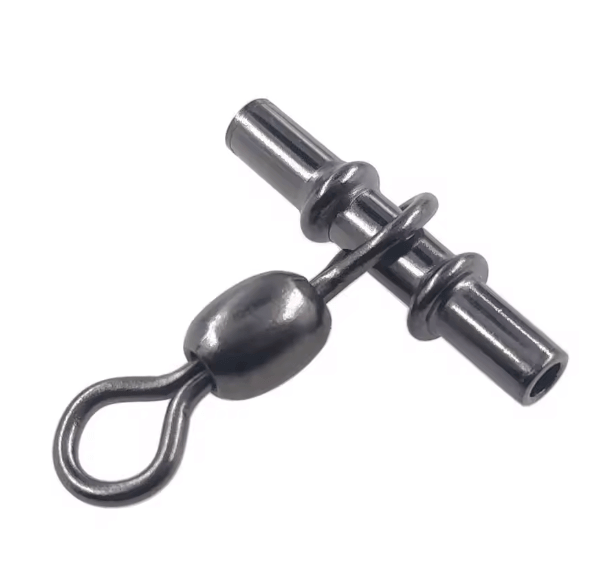 3 way Fishing Swivels Crane Sleeves 15mm 28kg 10PK 1.4mm Line SIze in black finish, perfect for drop rigs and daisy chains.