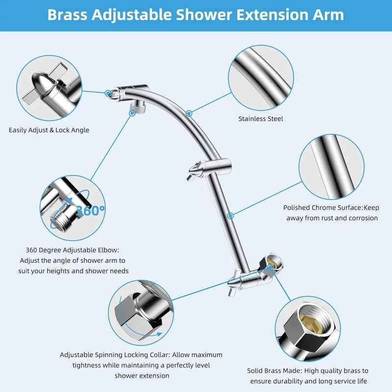 SportZone.co.nz Home & Garden > Bathroom Accessories > Shower Accessories 16“ Shower Arm with 10" Rainfall Showerhead 16“ Shower Arm with 10" Rainfall Showerhead