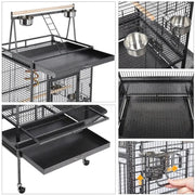 H68.5'' Play Top Parrot Cage Metal Rolling Bird Cage by Yaheetech
