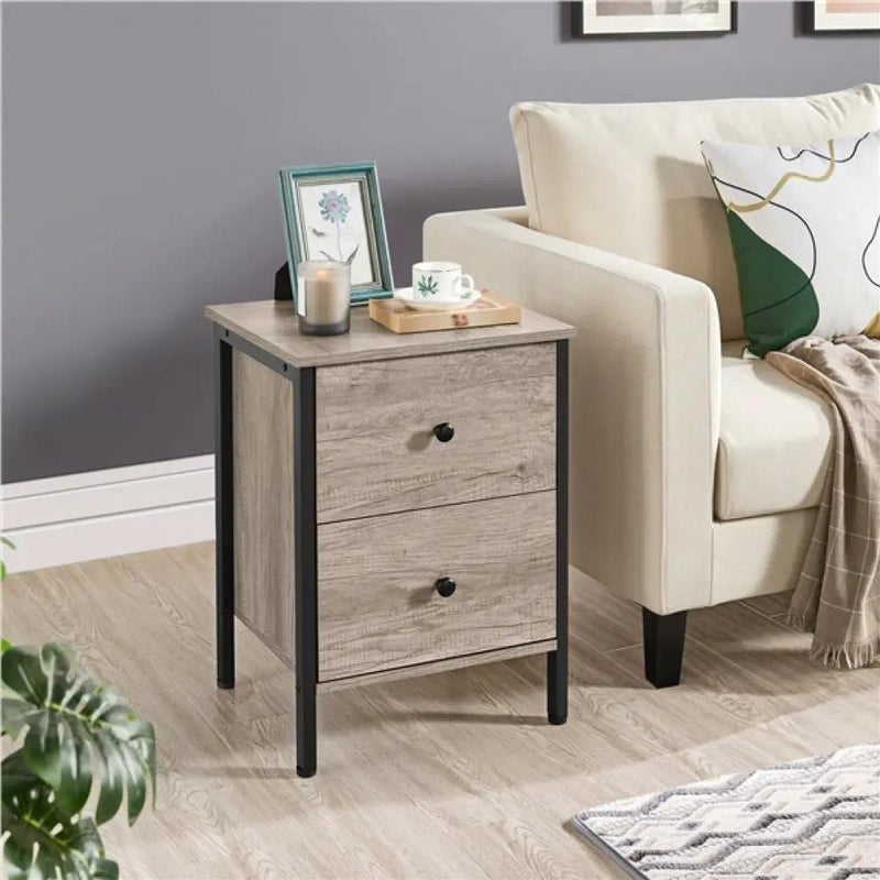 Metal-Framed Side Table with 2 Drawers by Yaheetech