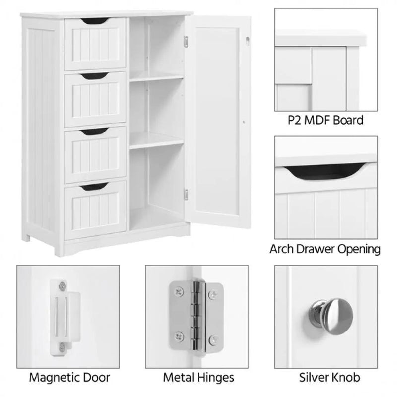 Large Wooden Bathroom Storage Cabinet Freestanding Floor Cabinet by Yaheetech