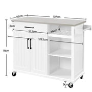Kitchen Trolley Kitchen Island Cart with Stainless Steel Top & Storage by Yaheetech
