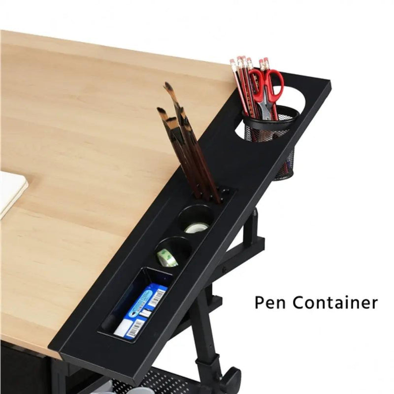 Drafting Table & Stool Set with Adjustable Table Angles & Heights All-in-One by Yaheetech