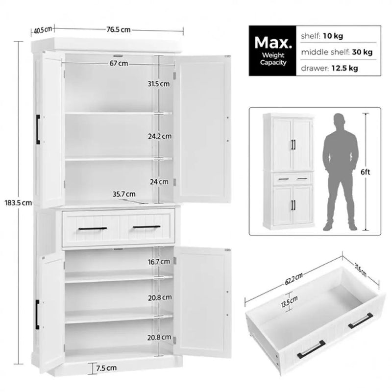 Tall Pantry Cupboard Kitchen Pantry Cabinet Freestanding Storage Cabinet by Yaheetech