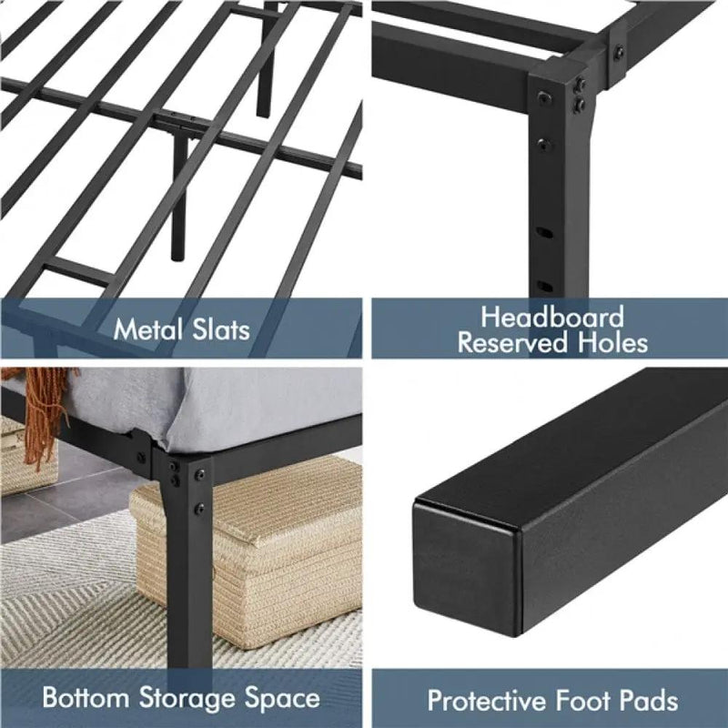 Double Metal Bed Frame with Heavy Duty Steel Slat Support by Yaheetech