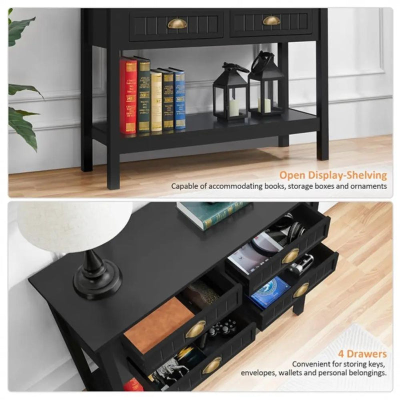 4-Drawer Console Table Hall Table by Yaheetech