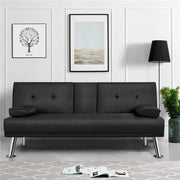 Fabric Upholstered Convertible Futon Sofa Bed by Yaheetech