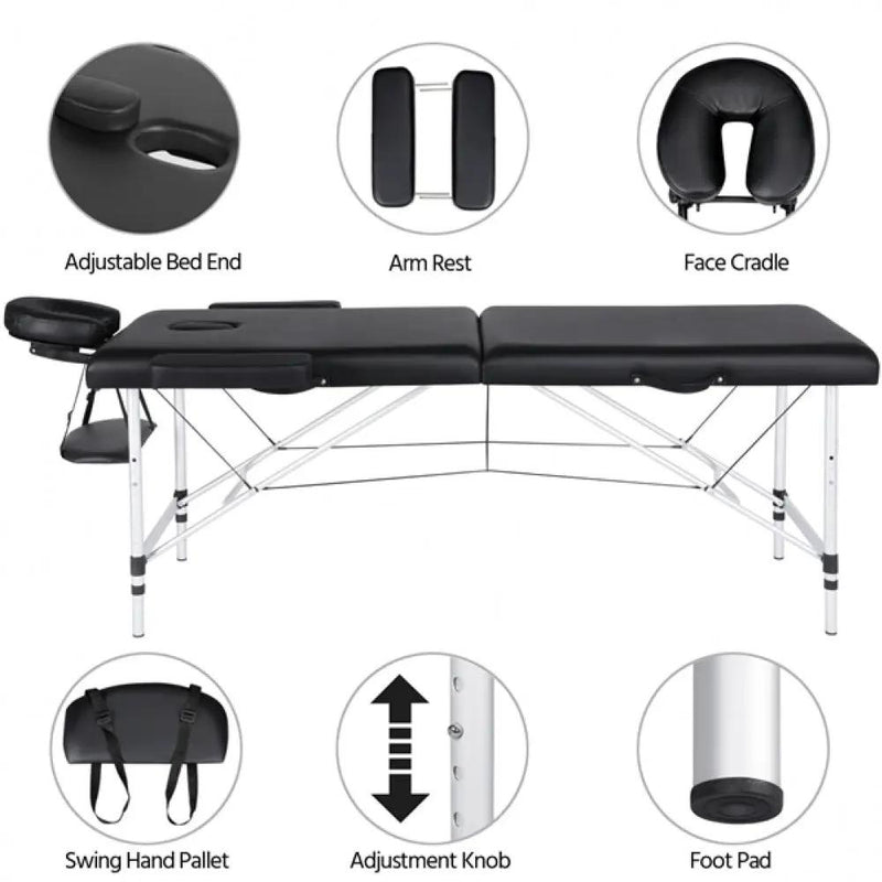 Portable 2 Fold Aluminum Massage Bed by Yaheetech
