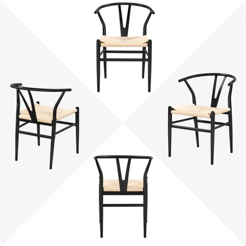 2pcs Modern Chair Y-Shaped Backrest Mid-Century Metal Dining Chair by Yaheetech