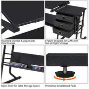 Drafting Table & Stool Set For Artists Tilting Tabletop with Additional Side Countertop by Yaheetech