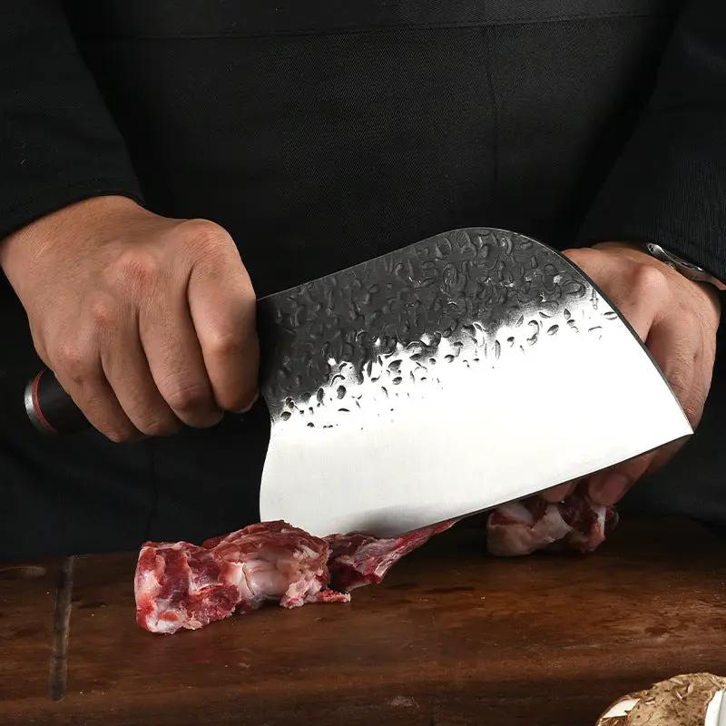 Stainless Steel Forged Steel Head Chef Knife Bone Chopping Knife Butcher Knife Steel color 3pcs by China Dropship
