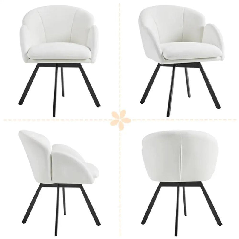 Flower-shaped Chenille Accent Armchair Contemporary Swivel Chair by Yaheetech