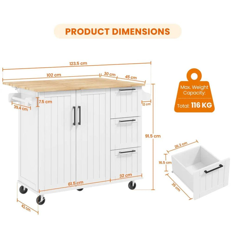 Kitchen Cart Kitchen Trolley by Yaheetech