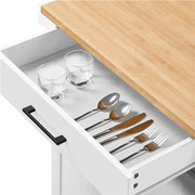 Kitchen Island Cart with Spice Rack Storage Rolling Kitchen Cart by Yaheetech