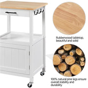 Kitchen Island Cart Storage Rolling Kitchen Cart W/Wheels by Yaheetech