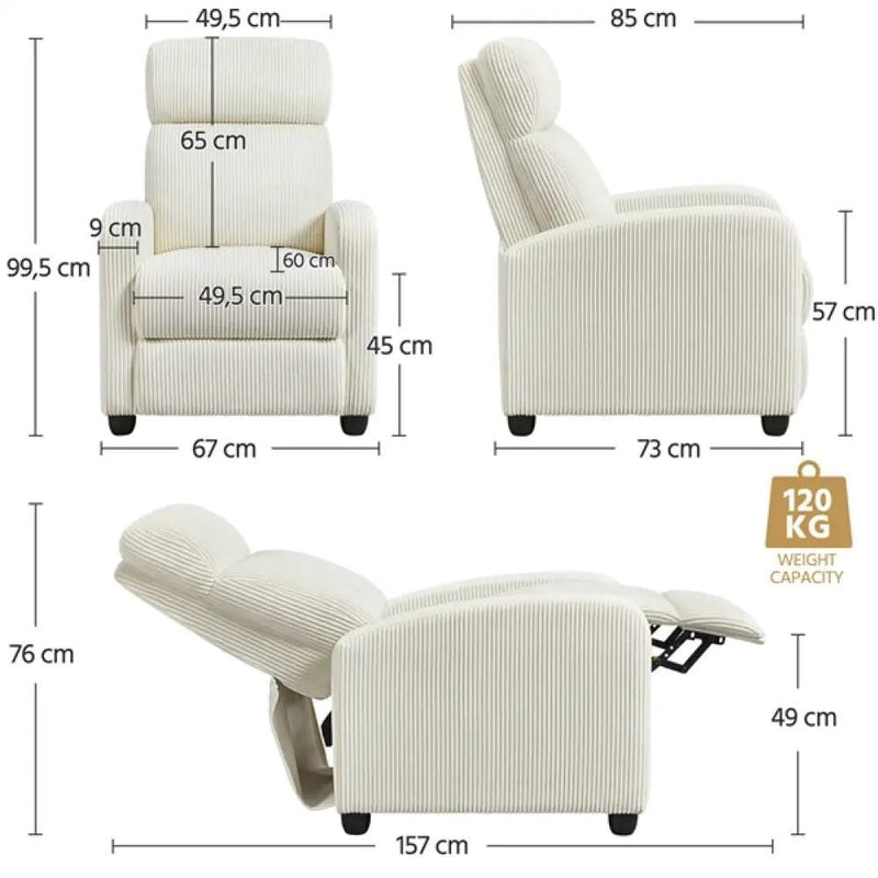 Yaheetech Recliner Chair Corduroy Recliner Sofa Adjustable Modern Single Reclining Chair Recliner Chair Corduroy Recliner Sofa Adjustable Modern Single Reclining Chair