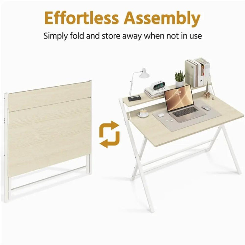 2-Tier Foldable Computer Desk w/ Monitor Shelf by Yaheetech