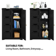 Wooden Bathroom Cabinet 4 Drawers & Cupboard Bathroom Storage Unit by Yaheetech