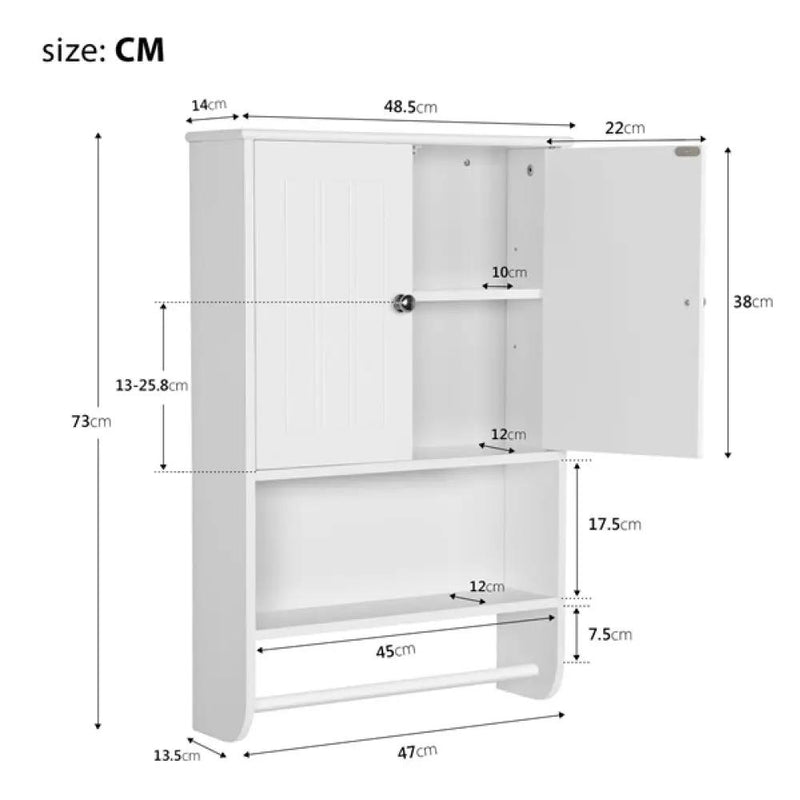 Bathroom Wall Cabinet with Towel Bar Wall Mount Organizer by Yaheetech