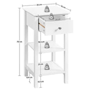 Narrow Bedside Table Nightstand with 1 Drawer 2 Shelves by Yaheetech