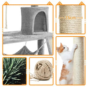 Deluxe Multi Level Cat Tree Condo with Basket & Hammock by Yaheetech