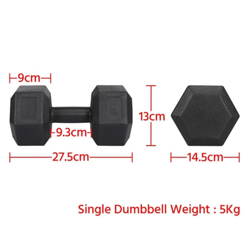 2x5kg Hex Dumbbells Set by Yaheetech